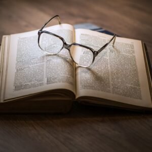 glasses, book, education